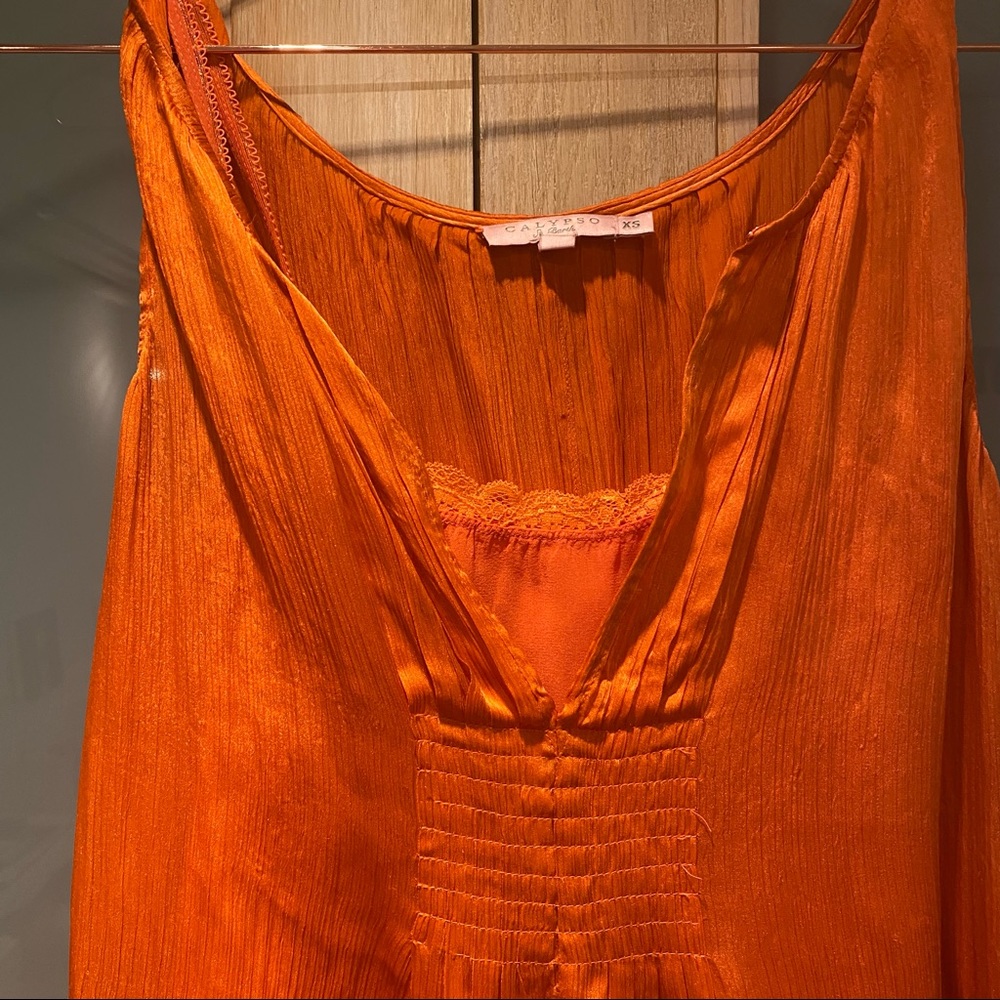 Orange silk Calypso dress